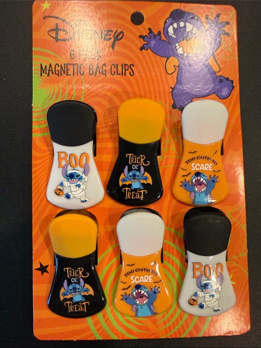 Disneys Stitch - 6 Pack Magnetic Chip Clips - No Cancels